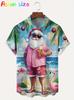 Christmas Santa Claus Men's Shirts 3d Printing  Funny Men's Clothing Short Sleeve Holiday Party Hawaiian Shirts Blouses Tops