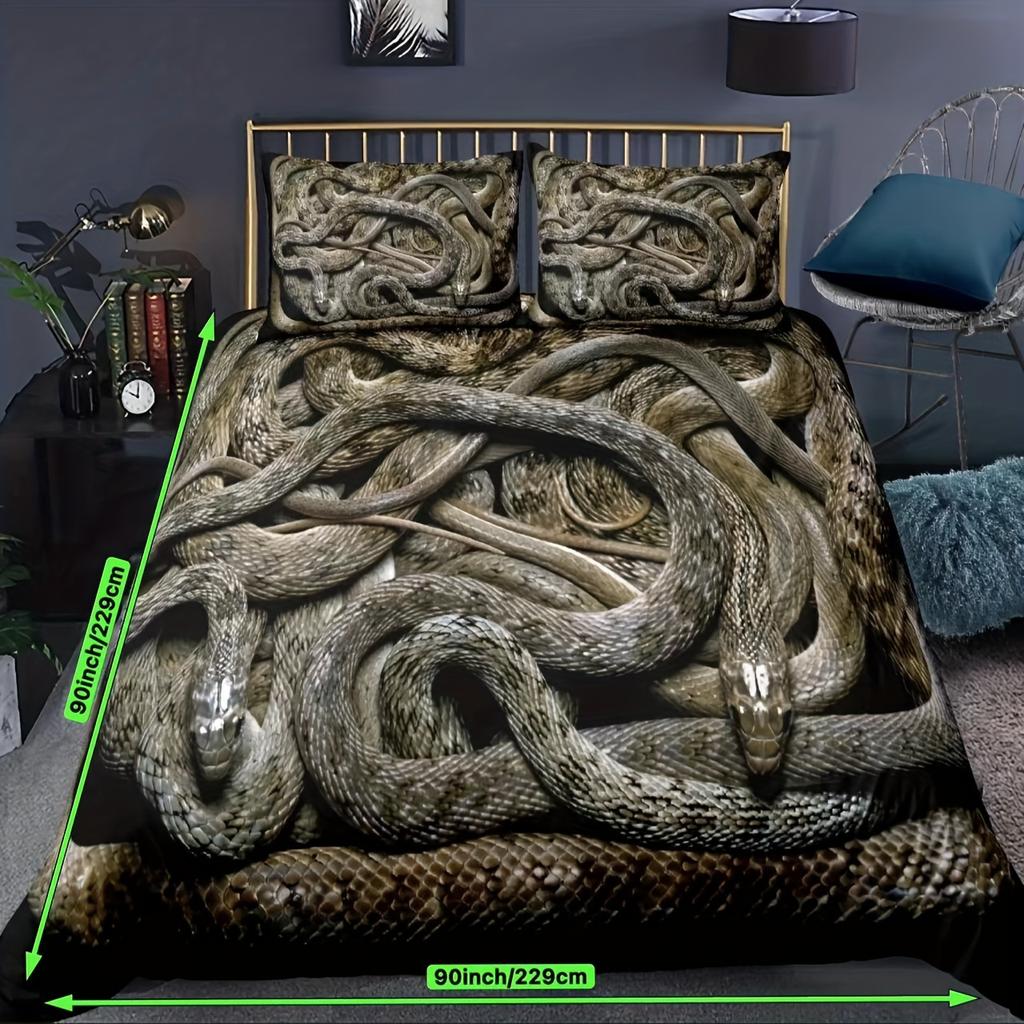 Soft And Cozy Snake Print Duvet Cover Set For Bedroom And Guest Room - Includes 1 Duvet Cover And 2 Pillowcases