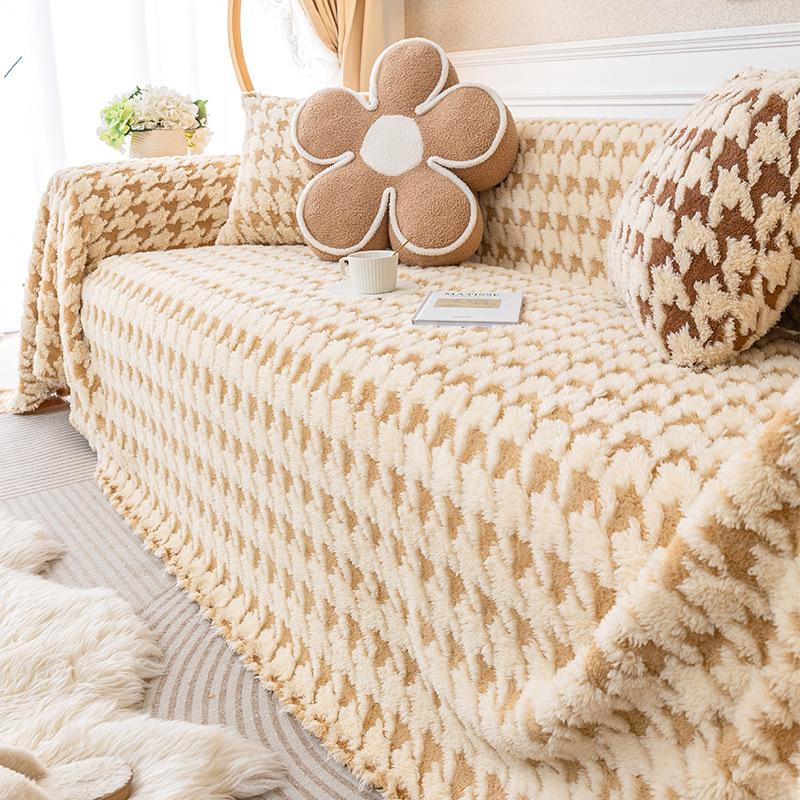 Affordable Luxury Style Plush Sofa Full Cover Cloth Non-Slip Universal Universal Sofa Cover Simple Style Sofa Towel High Sense