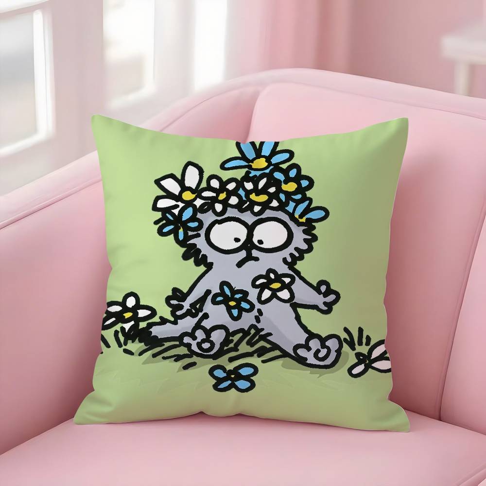 GORĄCY-Kreskówkowy S-Simons-Cat Poszewka na Poduszkę Pluszowa Tkanina Miękka Dwustronny Nadruk Sofa Ciepła Zima Dom Prezent Poszewka na Poduszkę
