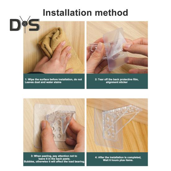 4Pcs Self Adhesive Shelf Support Punch Free Shelf Pegs Strong Load-bearing Easy Installation Cabinet Bookshelf Shelf Support