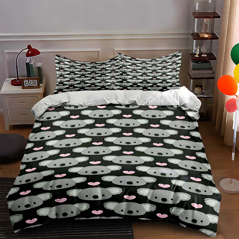 

Koala heart pattern Bedding Duvet cover sets Duvet covers Pillowcases gifts (1 * Duvet Cover 2 * Pillowcases, without duvet insert) 135x200cm