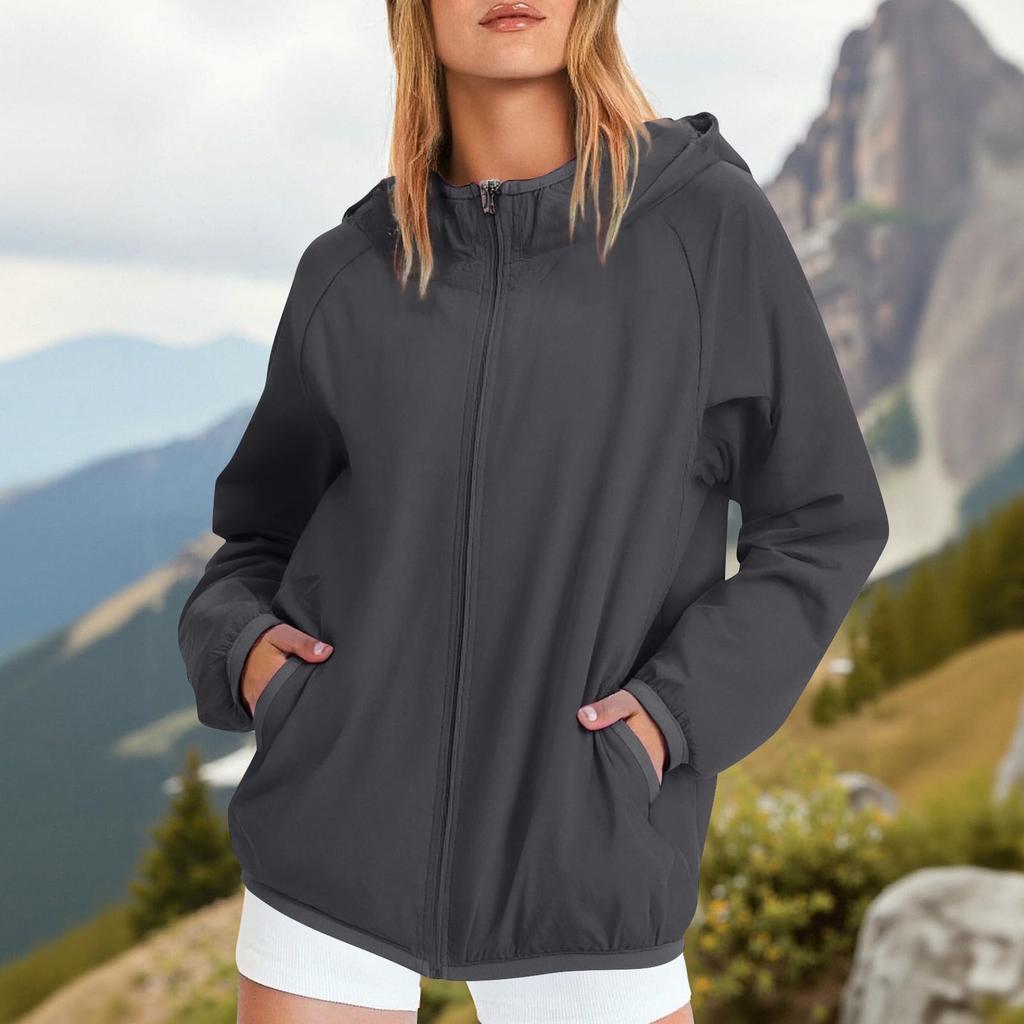 Women's Rain Jacket, Soft and Lightweight Full Zipper Sweatshirt Jacket