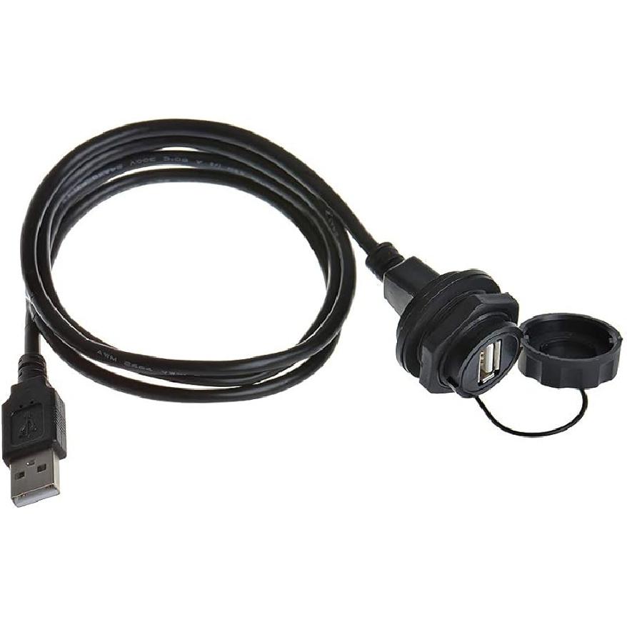 USB2.0 IP67 Waterproof Cable Extension Connector Double Head Coupler Adapter Male To Female Socket Plug Panel Mount, with Waterproof/Dust Cap, with
