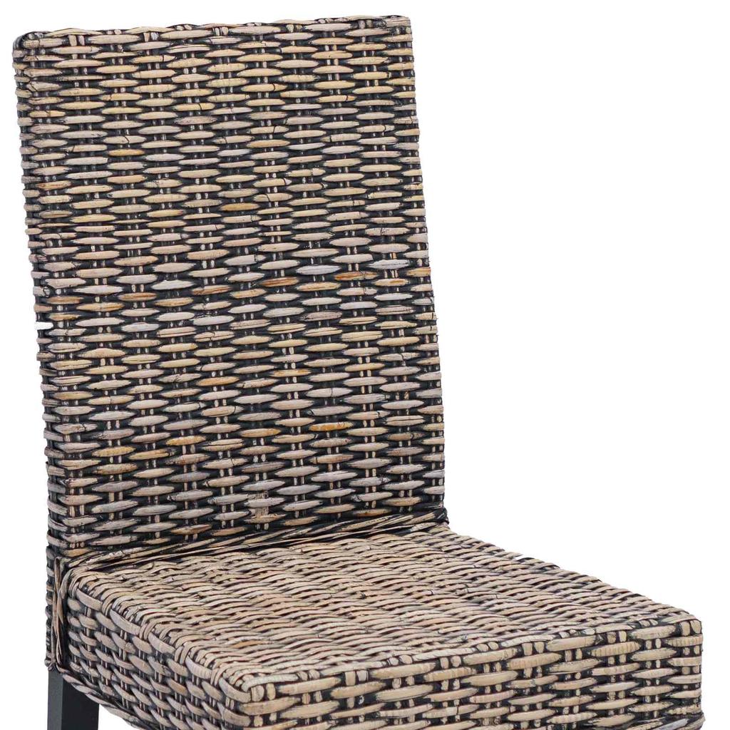 Dining Chair Set 2 pcs Kubu Rattan and Solid Mahogany Wood