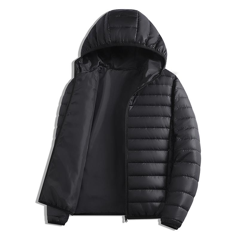 Men's Cotton Jacket Winter New Outdoor Warm Lightweight, Durable Cotton Jacket Simple Solid Color Hooded Work Clothes