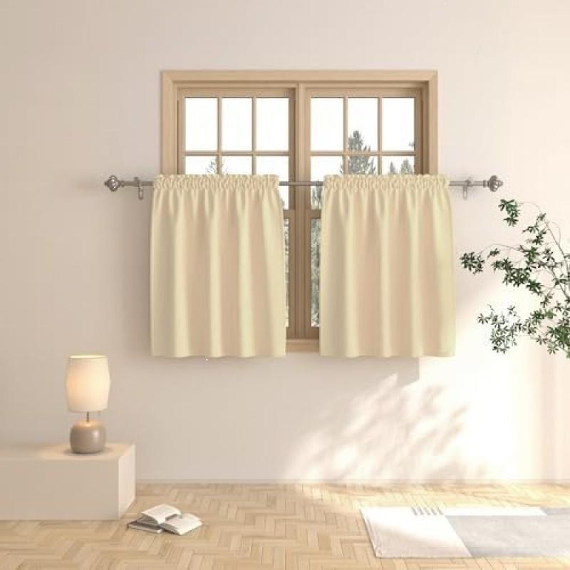 3-Layer Woven Sheer Curtain Panel Kitchen Bathroom Cafe - Light Filtering Striped Design Multiple Colors Sizes