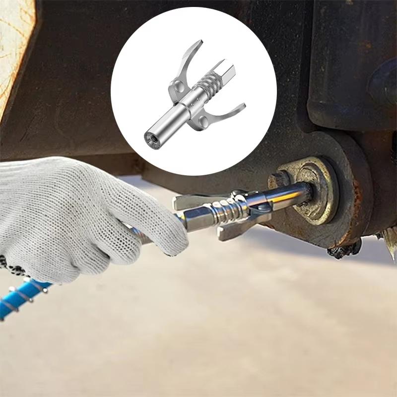 Locking Grease Coupler Double Handle Stainless Steel Leakproof High Pressure for Car Farm Machinery Repair