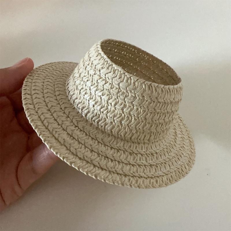 Doll Sun Hat With Ear Cutouts Empty Top Straw Hat  For Costume Cosplay Decorative Party Accessory In Assorted Color