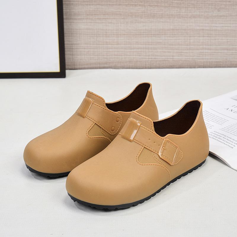 

Fashion new adult low-top waterproof shoes rain shoes rain boots women s summer work treading water outside wearing rubber shoes kitchen short tube 40 коричневый