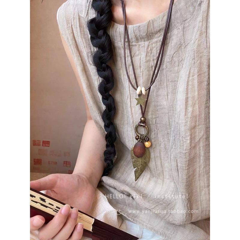 Cute Coffee Plush Bear Necklace Girls Versatile Sweater Chain Childlike Student Party Accessories