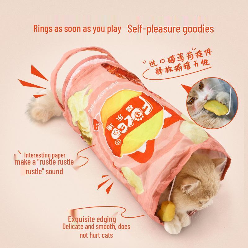Crinkle Sound Potato Chip Cat Tunnel - Tear-Resistant Pet Toy Series