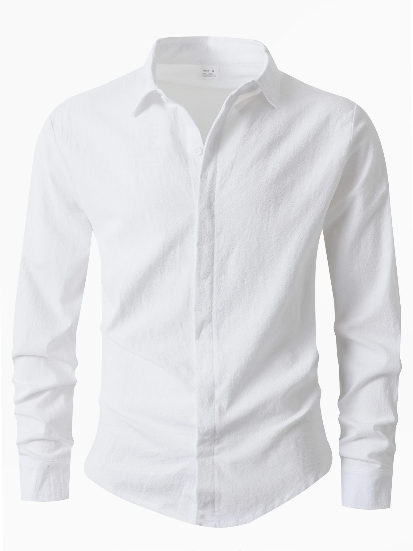 Men Long Sleeve Turn Down Collar Solid Casual Shirt For Spring Autumn S