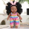 12 Inch African Black Doll Simulation Baby Vinyl Figure Cute Dark Skin Curly Hair Reborn Doll Movable Joints Kids Play House Toy