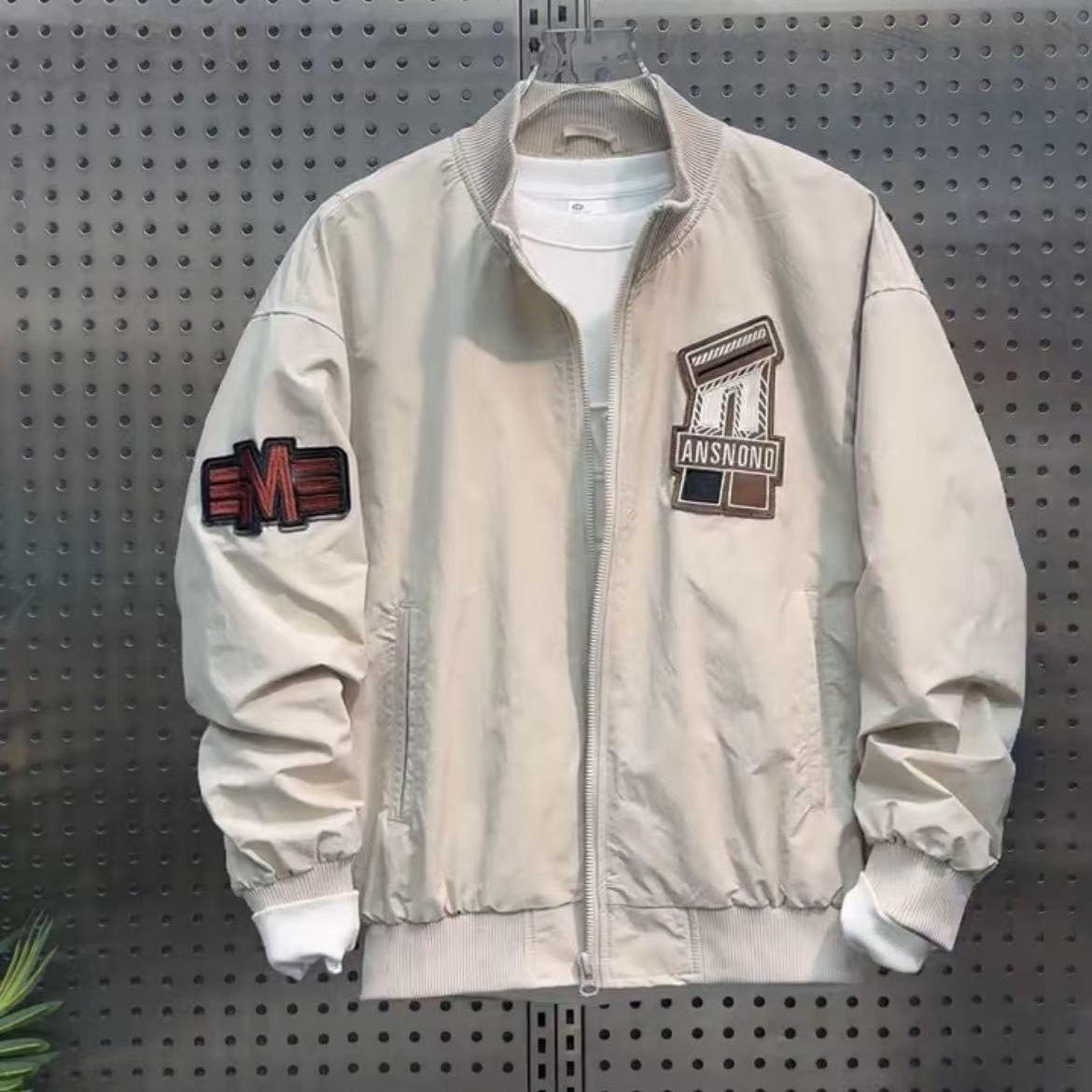 

Unisex Trendy Autumn/Winter Loose Fit Baseball Jacket M абрикосовий
