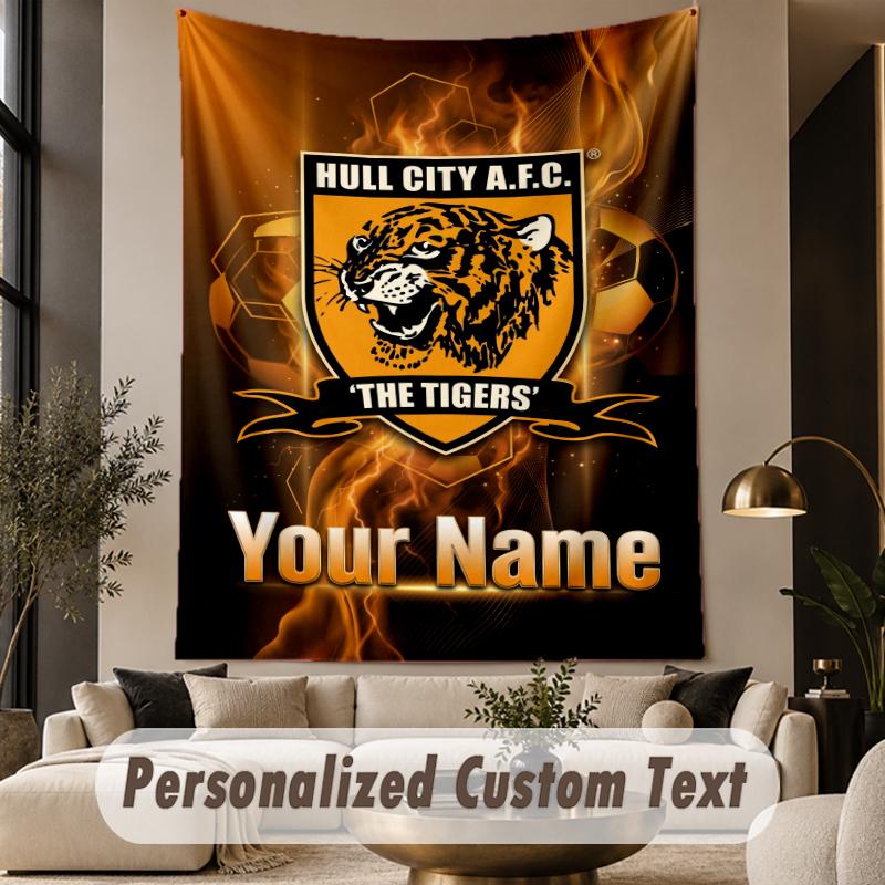 Custom Text Tapestry Hull City Print Wall Tapestry Indoor Living Room Wall Decor