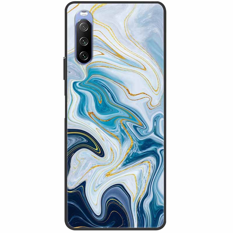 Soft Cover For Sony Xperia 10 III Case 5 III Soft Silicone Black Cases for Sony Xperia 1 III / Xperia1 XZ4 Covers Cool Marble