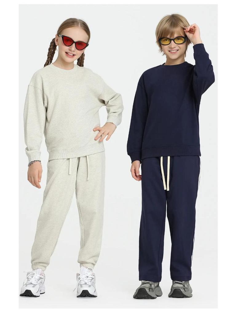 Felpa LVLV Bambino Stile Americano Vestibilità Larga Pile Spugna | Pesante Girocollo Marca Trendy
