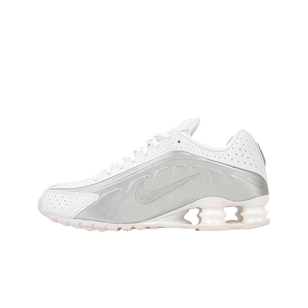Nike Shox R4 Weiß Metallic-Silber 2024 Herren-Sneaker Leuchtendes Karmesinrot HQ1988-101