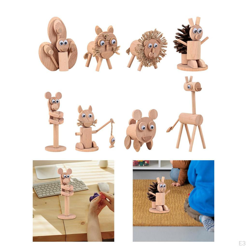 DIY Wooden Animal Decoration Educational Toys Fine Motor Skills Wood Crafts for Kids Small Animals
