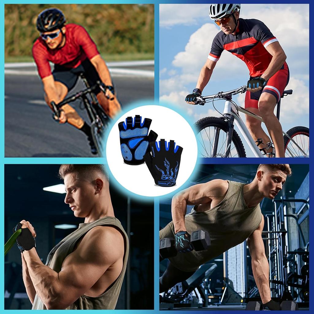 Cycling Gloves Bike Gloves For Menwomen-[5Mm Gel Pad] Half Finger Bicycle Biking Gloves For Cyclingweight Liftinggymmotorcyclerowingoutdoor Sports