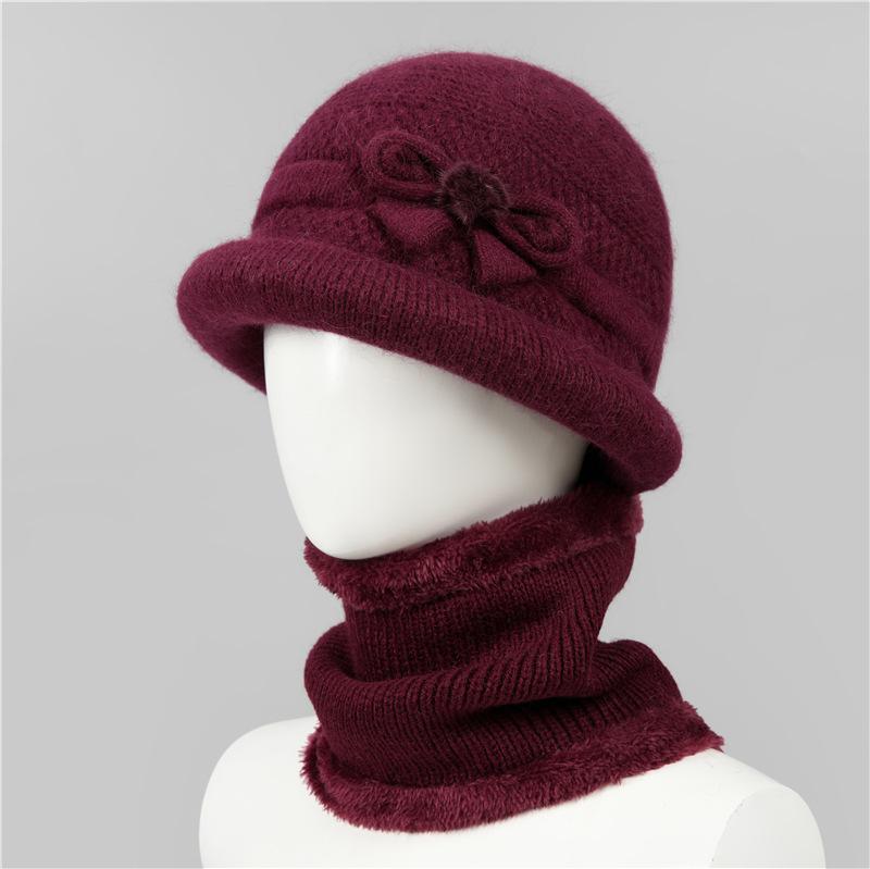 Ji Grandma Hat Warm Rabbit Fur Hat Female Old Lady Mother Hat Fleece Basin Hat