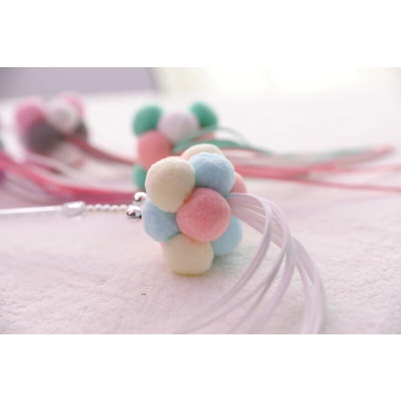 Hoopet 3-Color Fur Ball Cat Teaser Wand with Bell