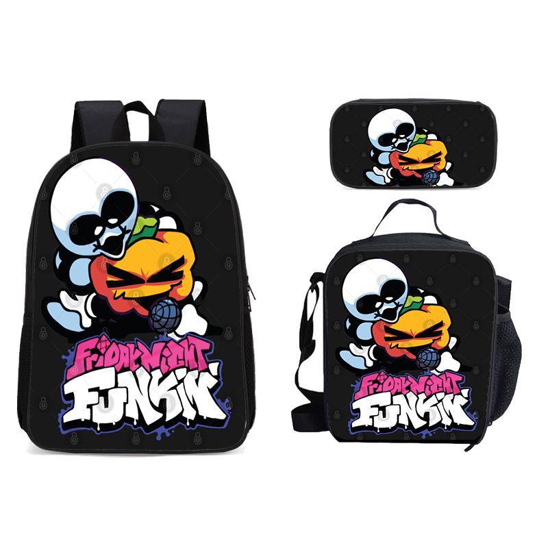 New Friday Night Funkin Backpack Three Piece Set Black Friday Korean Version Student Backpack Ice Pack Pencil Case Dropshipping