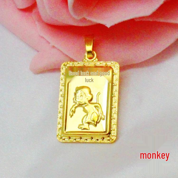 Wisiorek Dwanaście Znaków Zodiaku Wietnamskie Piaskowe Złoto - Biżuteria Platerowana Złotem Mosiężnym - Fabrycznie Nowy Dostępny.