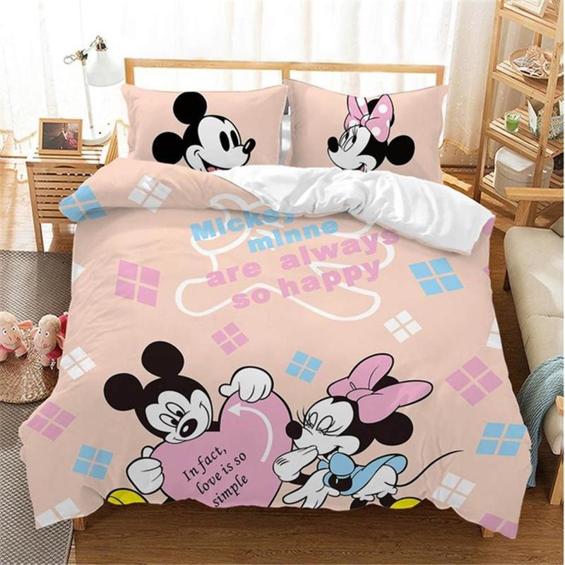 

Christmas Mickey Minnie Mouse Bedding Set Cartoon For Children Boys Girl Adult Duvet Cover Christmas Birthday Gift 180*220cm 3pcs
