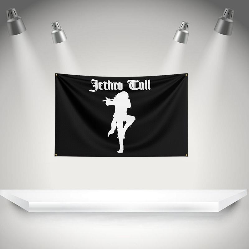 J-Jethros Tull Flag Music Band Banner HD Printing Tapestry Exhibition, Music Band Fans, Garage Decor