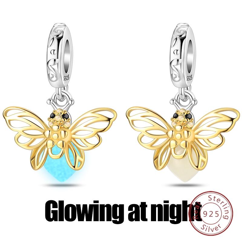 Gilded Elegant 925 Silver Leopard Butterfly Firefly Charms Beads Fit Bracelet DIY Wedding Party Fine Jewelry Gift