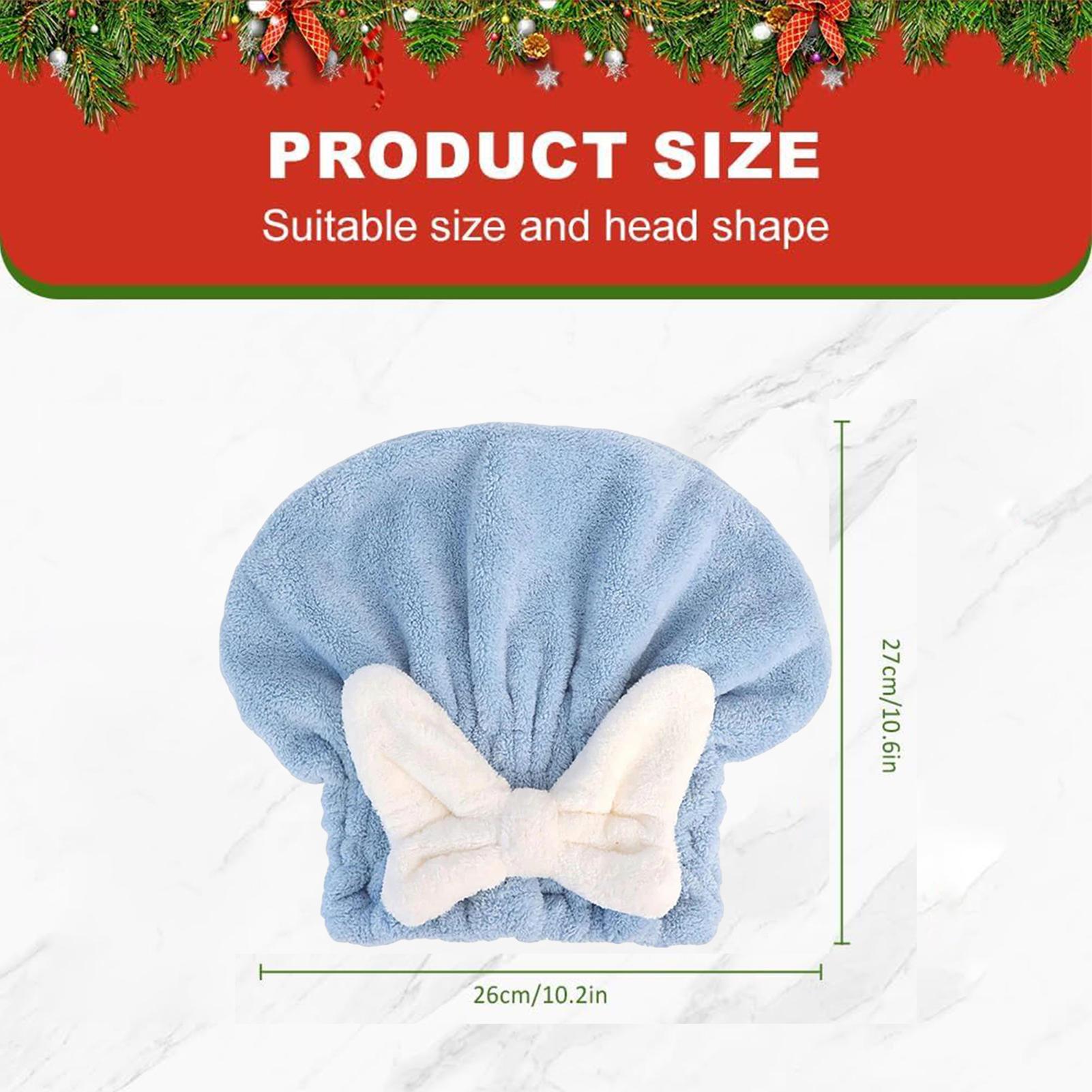 

Microfiber Hair Drying Towels Head Wrap with Bow-Knot Shower Cap Hair Turban HairWrap Bath Cap for Curly Long Wet Hair Gift