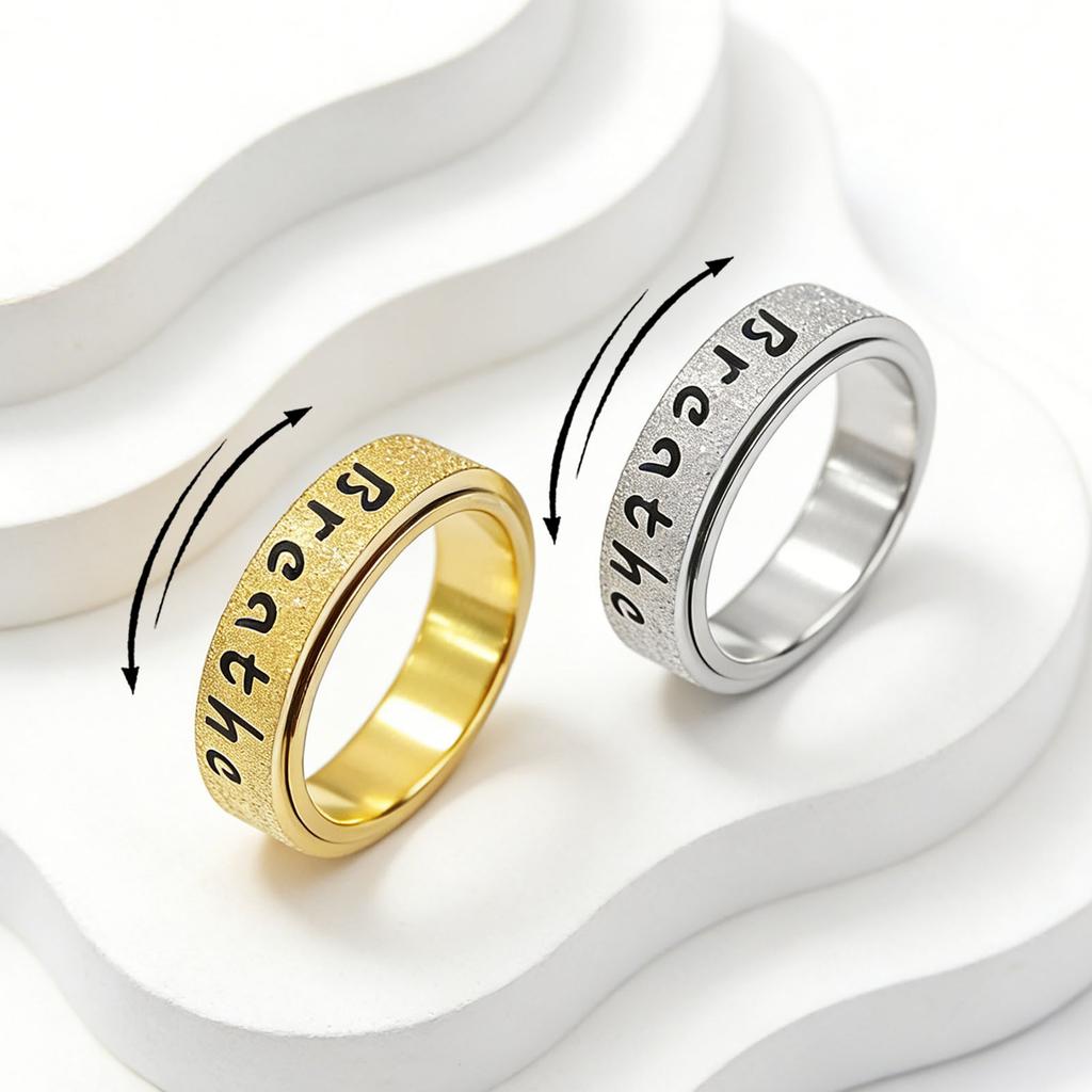 European and American Style Rotating Ring Titanium Steel Couple Ring Pair Ring Stress Relief Jewelry