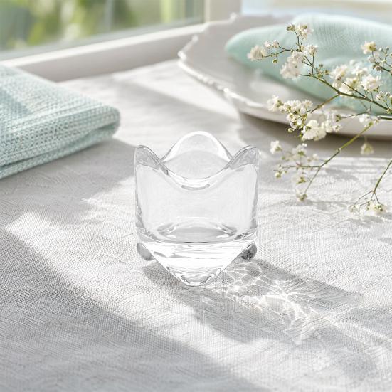 Heat Resistant Glass Cup Candle Holder, Irregular Rippled Tealight with Crystal Clear Thickened Glass, Minimalist Atmospheric Desktop Decor