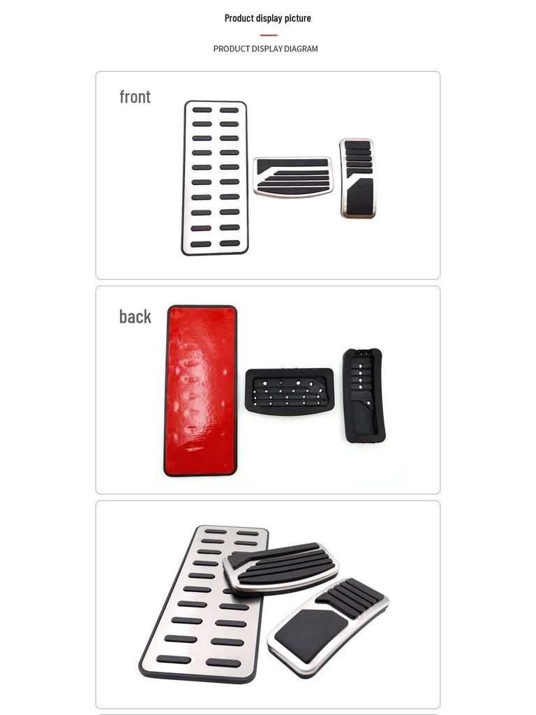 Non-Slip Stripe Style Pedal Set for Mitsubishi: Accelerator, Brake, and Rest