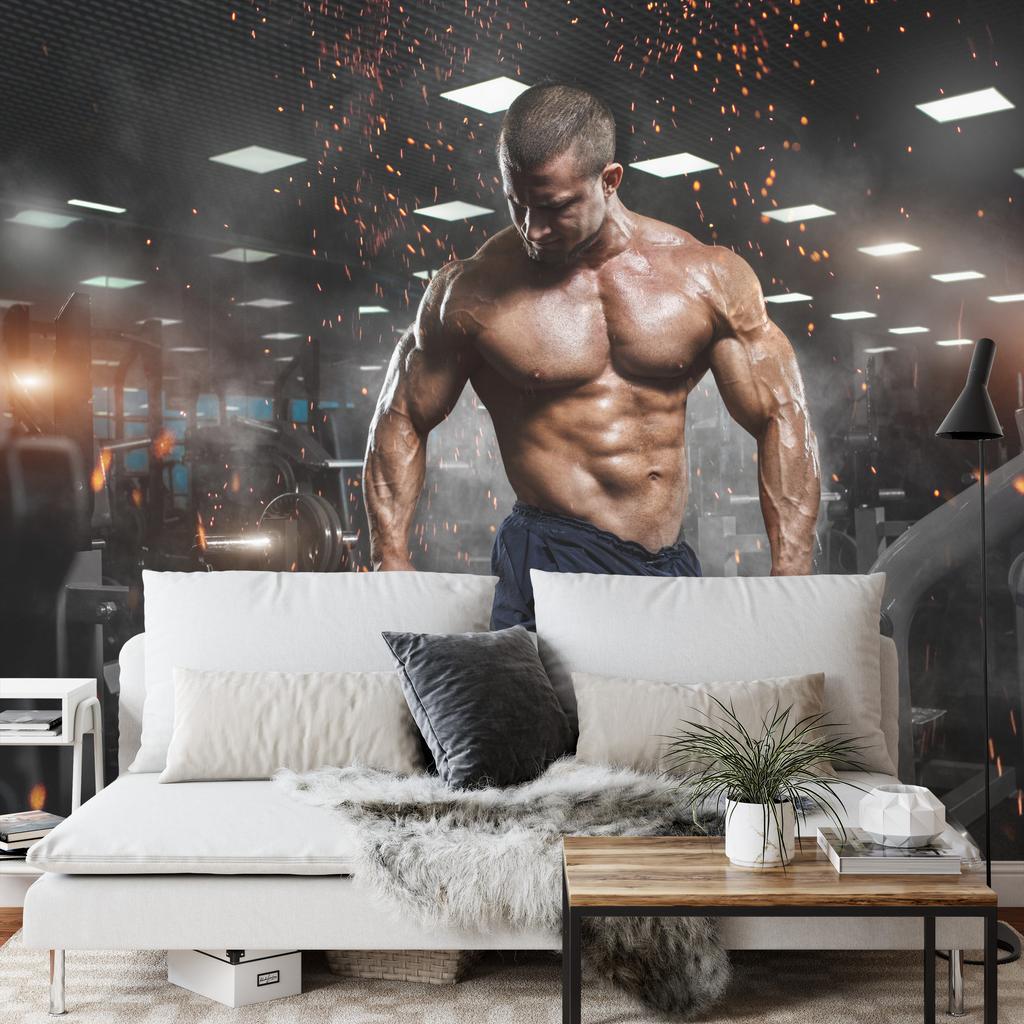 Photomural Muscular Man At The Gym Smooth Vinyl 254x184