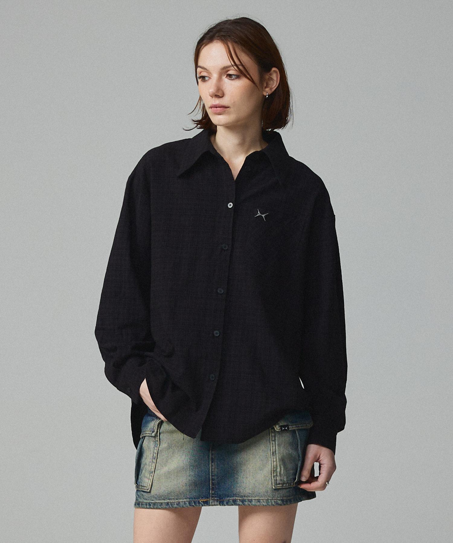 Kitty Pottery Symbol Logo Check Pocket Shirt Black Deep Blue/Free