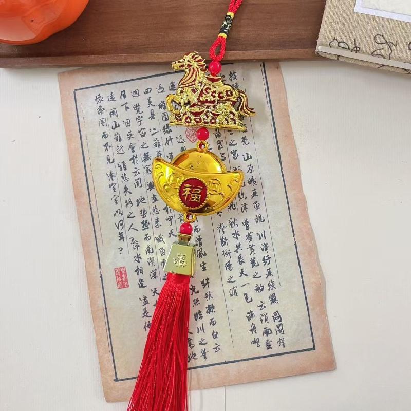 2026 Year Of Horse Wall Hanging Car Ornament Chinese New Year Red Gold Pendant Lucky Decora Housewarming Gifts