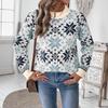 Nordic Style Women's Snowflake Pattern Knitted Sweater - Autumn/Winter 2025 Retro Color Block