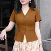 ZANZEA Women Summer V-Neck Short Sleeve Casual Blouse