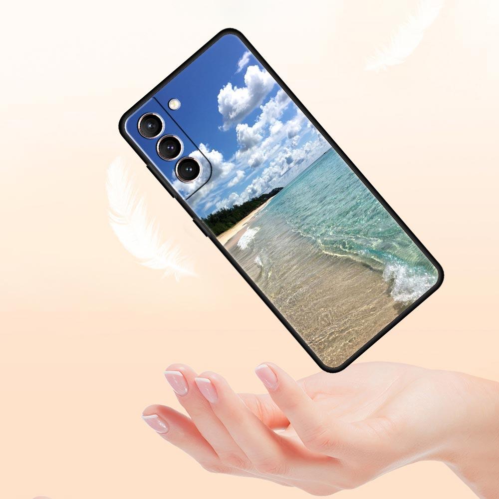 Sea blue Sky beach Phone Case For Samsung Galaxy S23 Ultra S22 S21 S20 FE 5G S10 S10E S9 S8 Plus Note 20 Silicone Cover Bumper