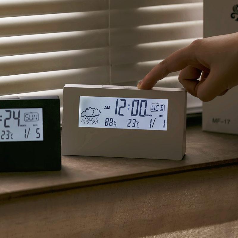 Termometro LED Termoigrometro Orologio Elettronico Multifunzione Misuratore di Temperatura Umidità Stazione Meteorologica per Casa con Allarme