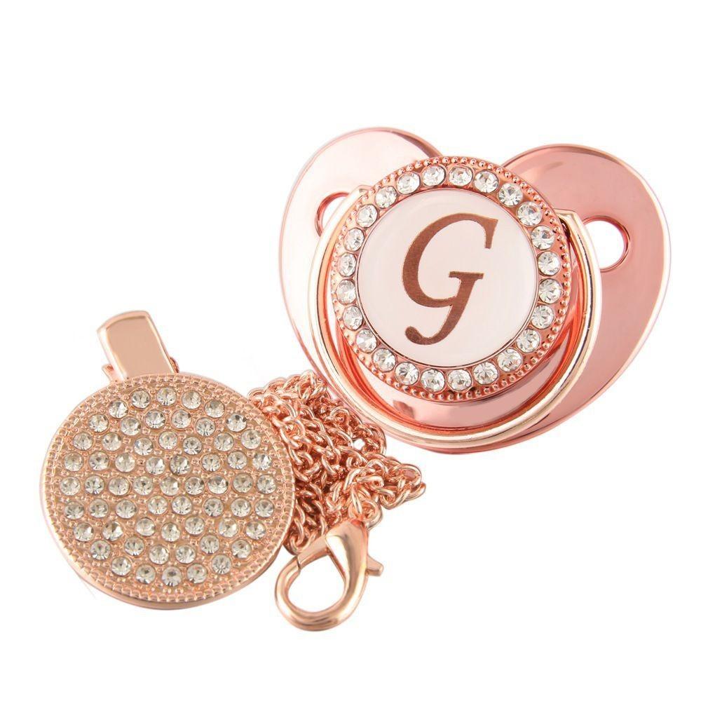 Stunning Crystal Rhinestone Baby Soothers And Pacifier Clips Bpa-free Silicone