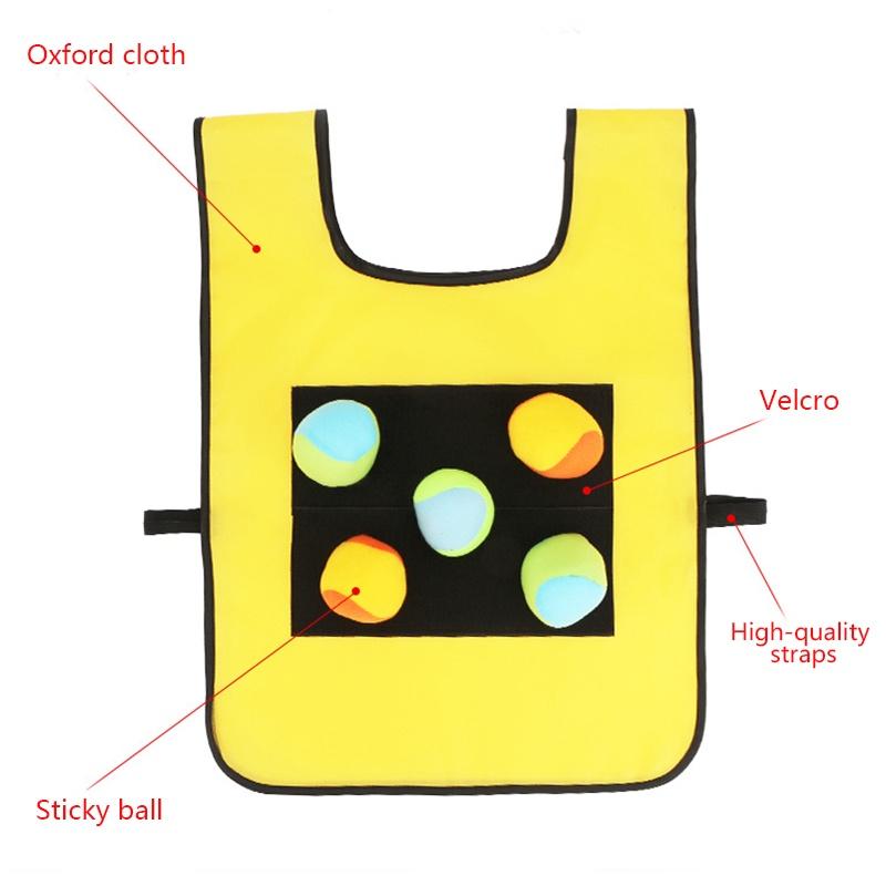 Kids Game Props Vest Sticky Jersey Vest Game Vest Waistcoat With 5 Sticky Ball Throwing Children Outdoor Fun Sports Toy