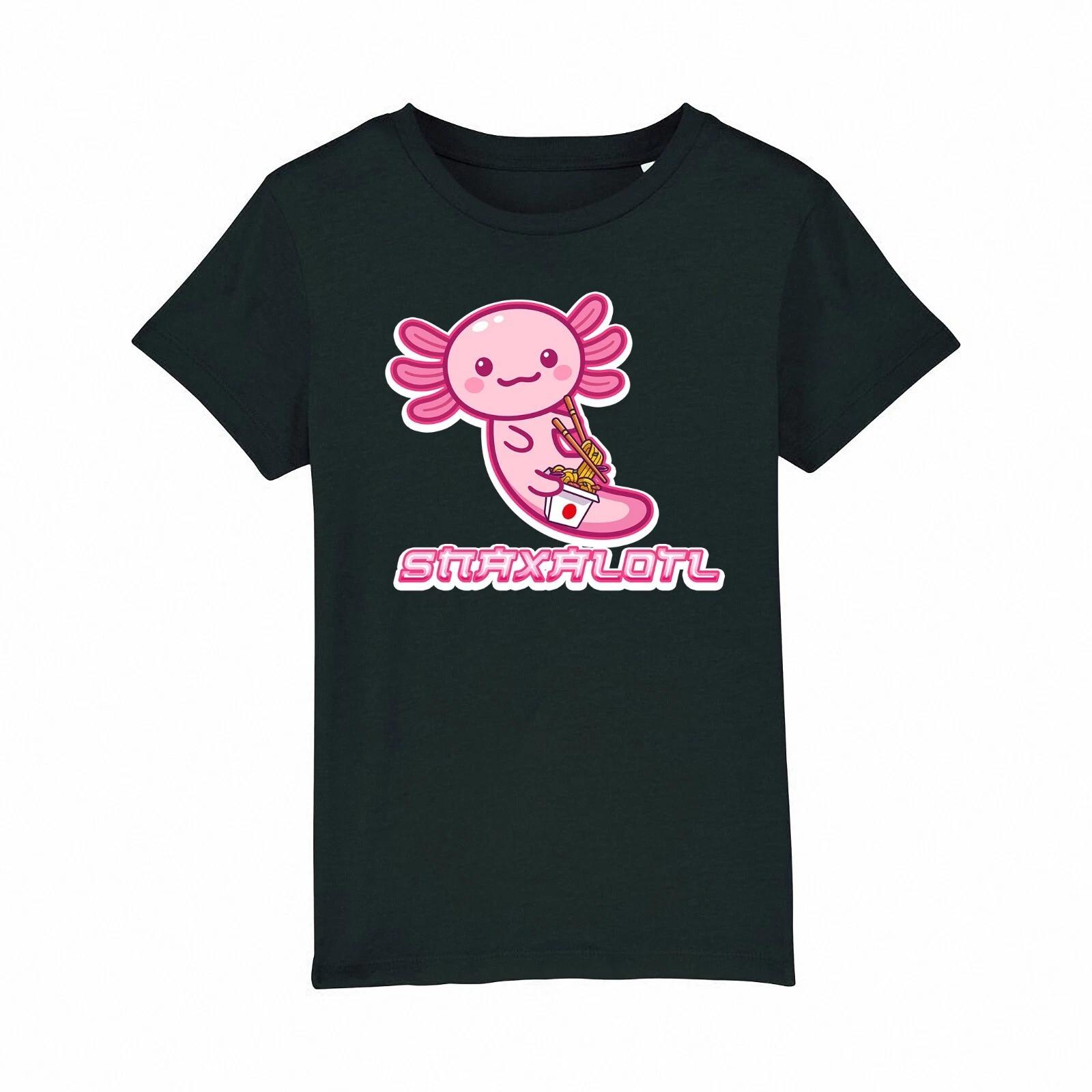 Axolotl Snaxolotl T-Shirt Kids Boys Girls Funny Food Gift Tee Cotton 110