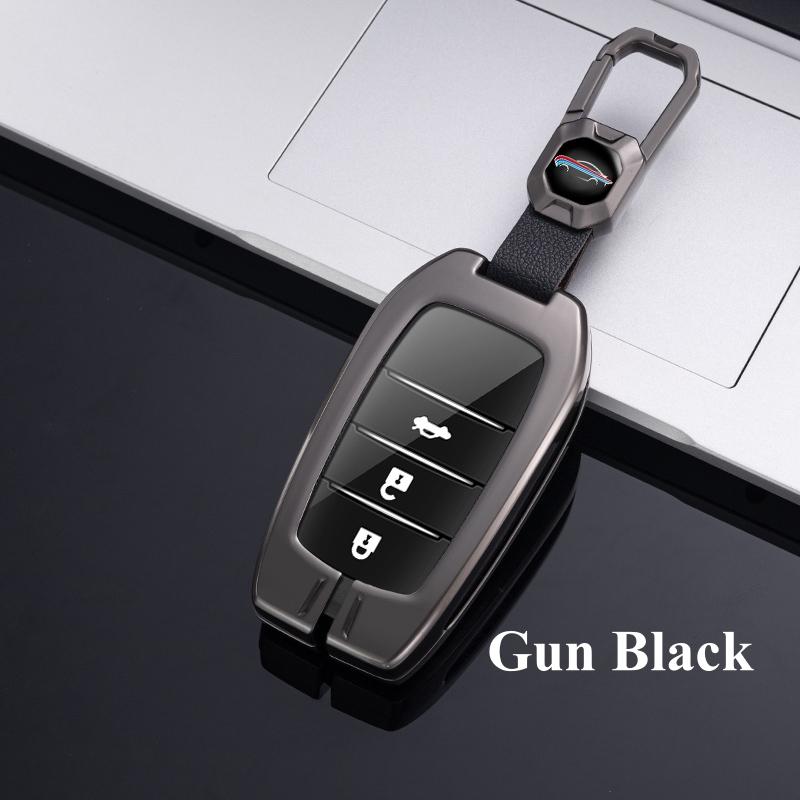 Metall-Autoschlüssel-Hülle mit Halter-Tasche für Toyota Hilux Fortuner Land Cruiser Camry Coralla Crown RAV4 Highland Innova Yaris Avensis Aygo CHR C-HR Altis