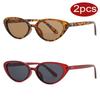 2pcs Fashion New Cat Eye Sunglasses for Women Brand Designer Retro Rivets Brown Sun Glasses Female Shades UV400 Black Eyewear