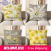 Home Decor Yellow Daisy Floral Patterned Pillow Cover Pattern Cushion Cover Suitable For Sofa Bedroom Car Pillow Cover