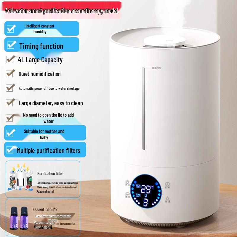 Silent Household Aromatherapy Humidifier for Bedroom, Suitable for Pregnant Women & Babies, Customizable Mist Settings
